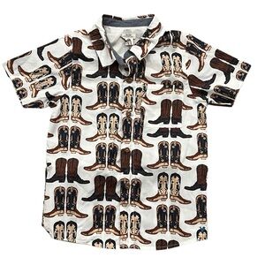 Blue Rooster New York Cowboy Boots Button Front Shirt Boys 10 Western Cotton NWT